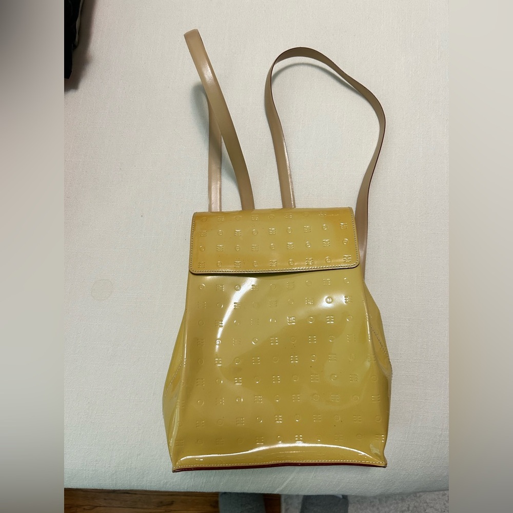 Yellow Patent Leather Backpack
